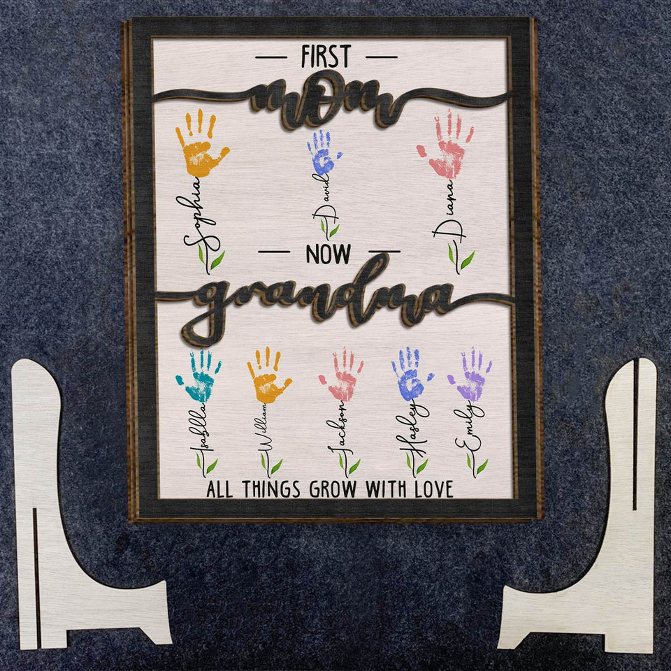 First Mom Now Grandma - Personalized Mother 2 Layered Wood Sign / Wood Plaque