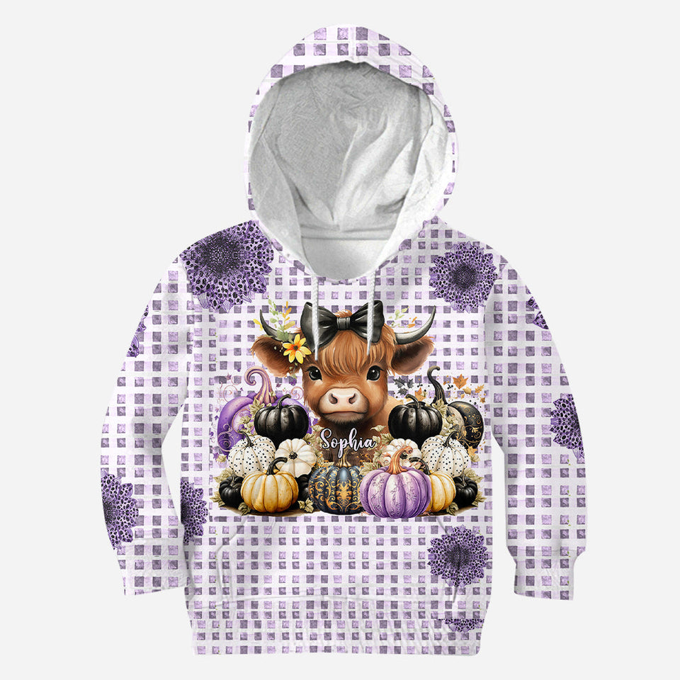 Cute Baby Highland Cow Fall Pumpkins - Personalized All Over Shirt