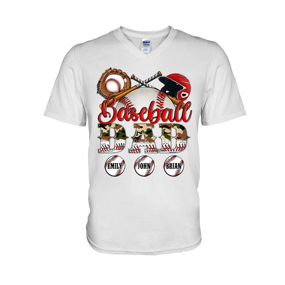 Best Baseball Dad Ever Camouflage - Personalized Father T-shirt And Hoodie