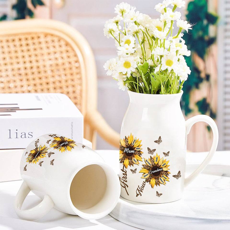 First Mom Now Grandma - Personalized Grandma Ceramic Flower Vase