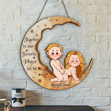 Together Is Our Favourite Place To Be - Personalized Couple Custom Shaped Wood Sign