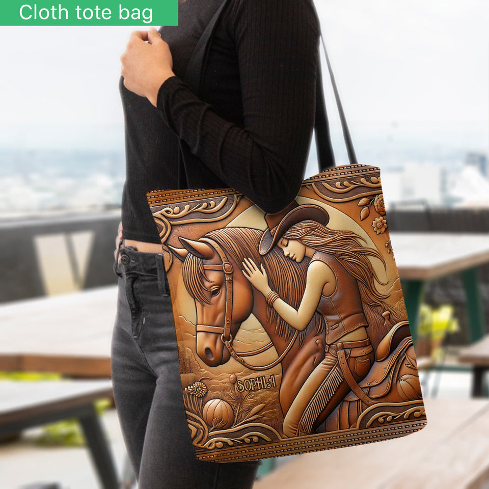 A Girl And Her Horse - Personalized Horse Tote Bag