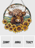Baby Cow Sunflower - Personalized Window Hanging Suncatcher Ornament
