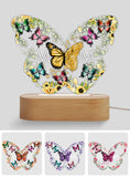 Mother And Children Butterflies - Personalized Mother Shaped Plaque Light Base