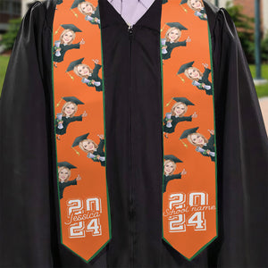 Caricature Funny Character - Personalized Graduation Graduation Stole