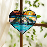 I Love You To The Beach And Back - Personalized Turtle Window Hanging Suncatcher Ornament