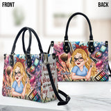 I Became A Hairstylist Because Your Beauty Is Worth My Time - Personalized Hairdresser Leather Handbag