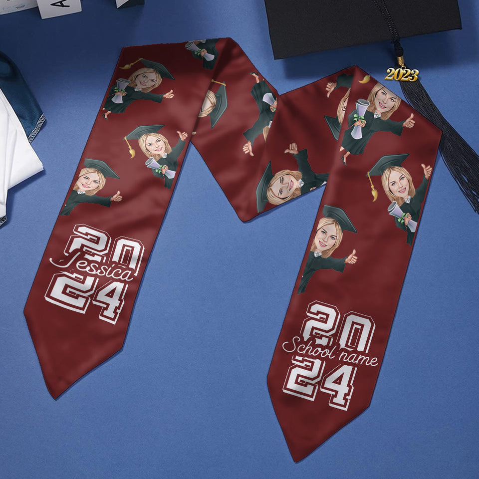Caricature Funny Character - Personalized Graduation Graduation Stole