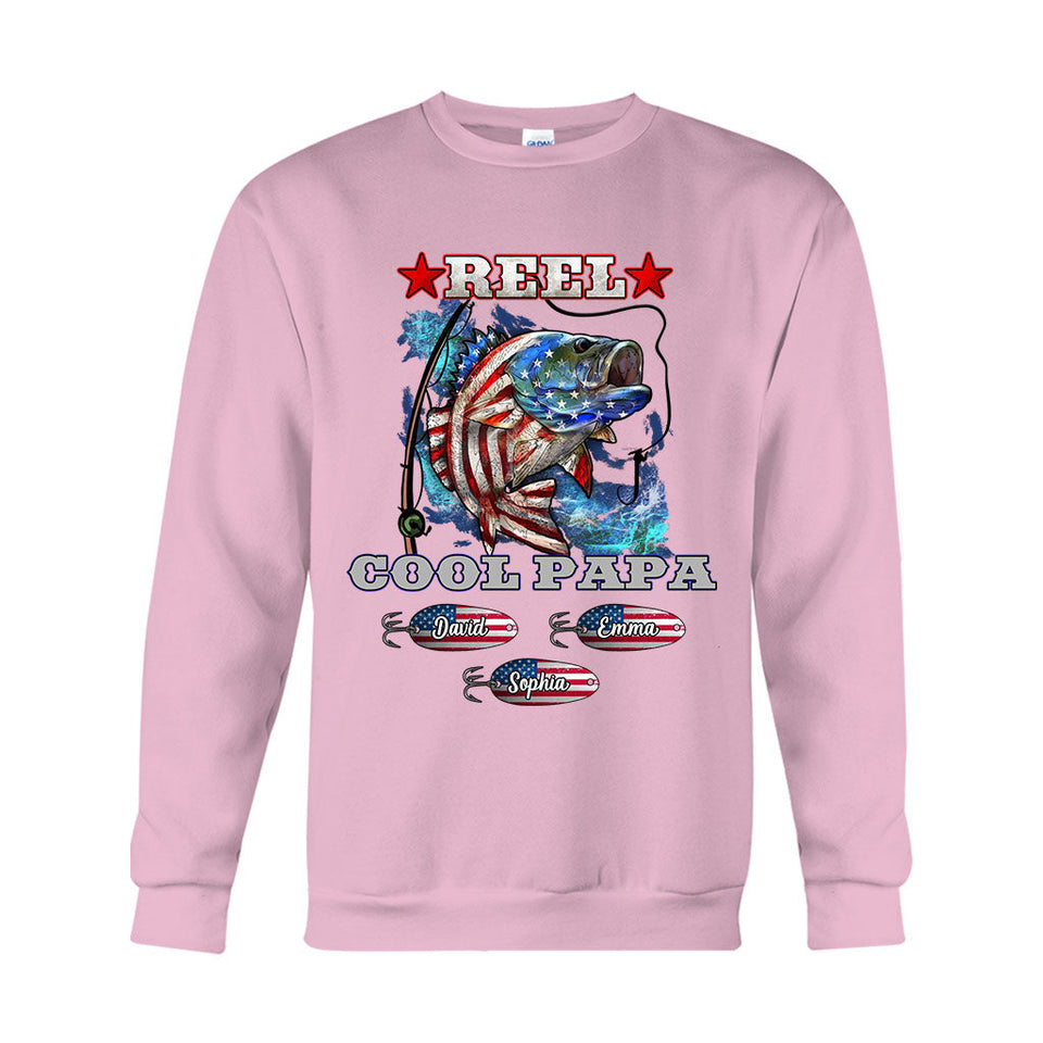 Reel Cool Papa Dad Uncle - Personalized Fishing T-shirt And Hoodie