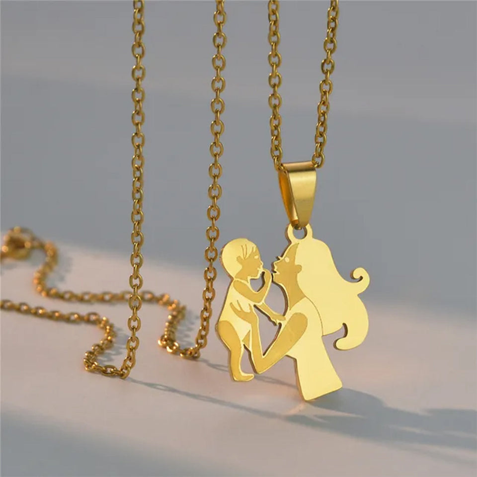 Mom With Children Custom Pendants Necklace - Mother Mom With Children Custom Pendants Necklace