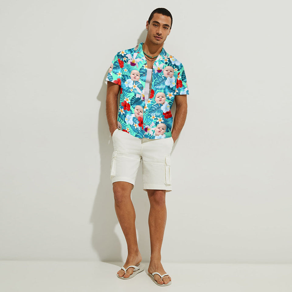 Custom Face Photo Tropical Style Dad Uncle Any Title - Personalized Father Hawaiian Shirt