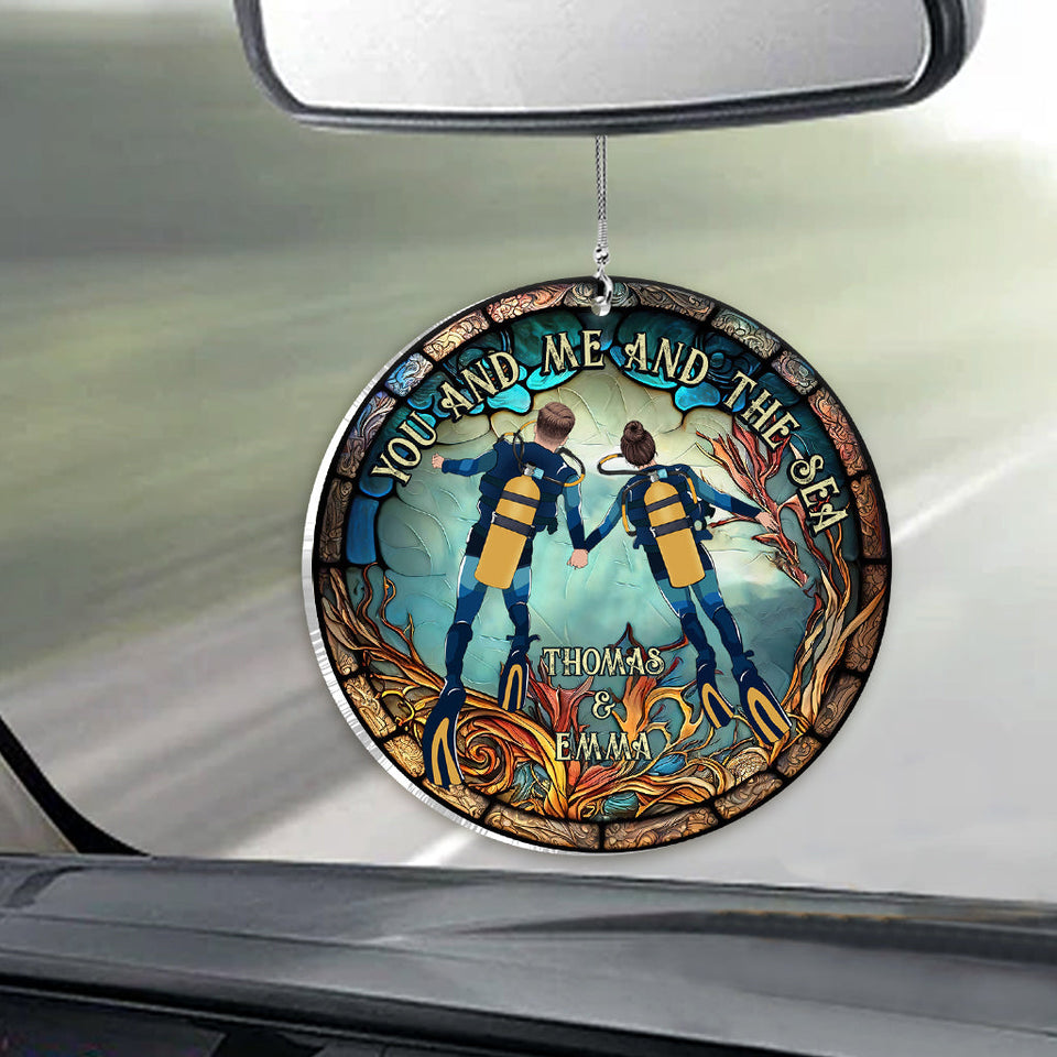 You & Me And The Sea - Personalized Scuba Diving Car Ornament