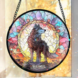 Fierce Spirit - Personalized Wolf Stained Glass Suncatcher
