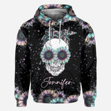 Zero F Given Pink Blue Sunflower - Personalized Skull All Over Shirt