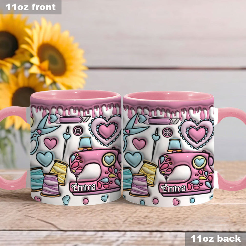 Sewing Lovers Pink - Personalized Sewing Accent Mug
