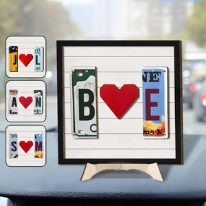 Any Letter Liscense PLate - Personalized Couple 2 Layered Wood Sign / Wood Plaque