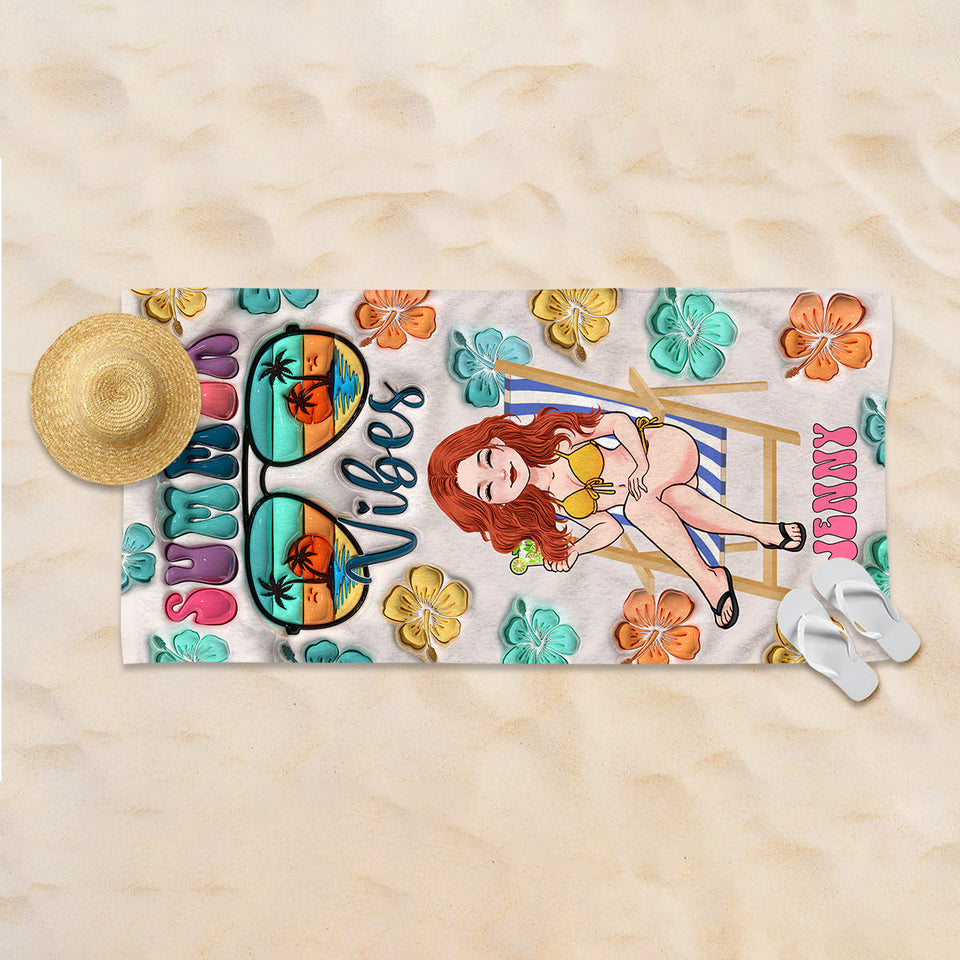 Summer Vibes - Personalized Sea Lover Beach Towel