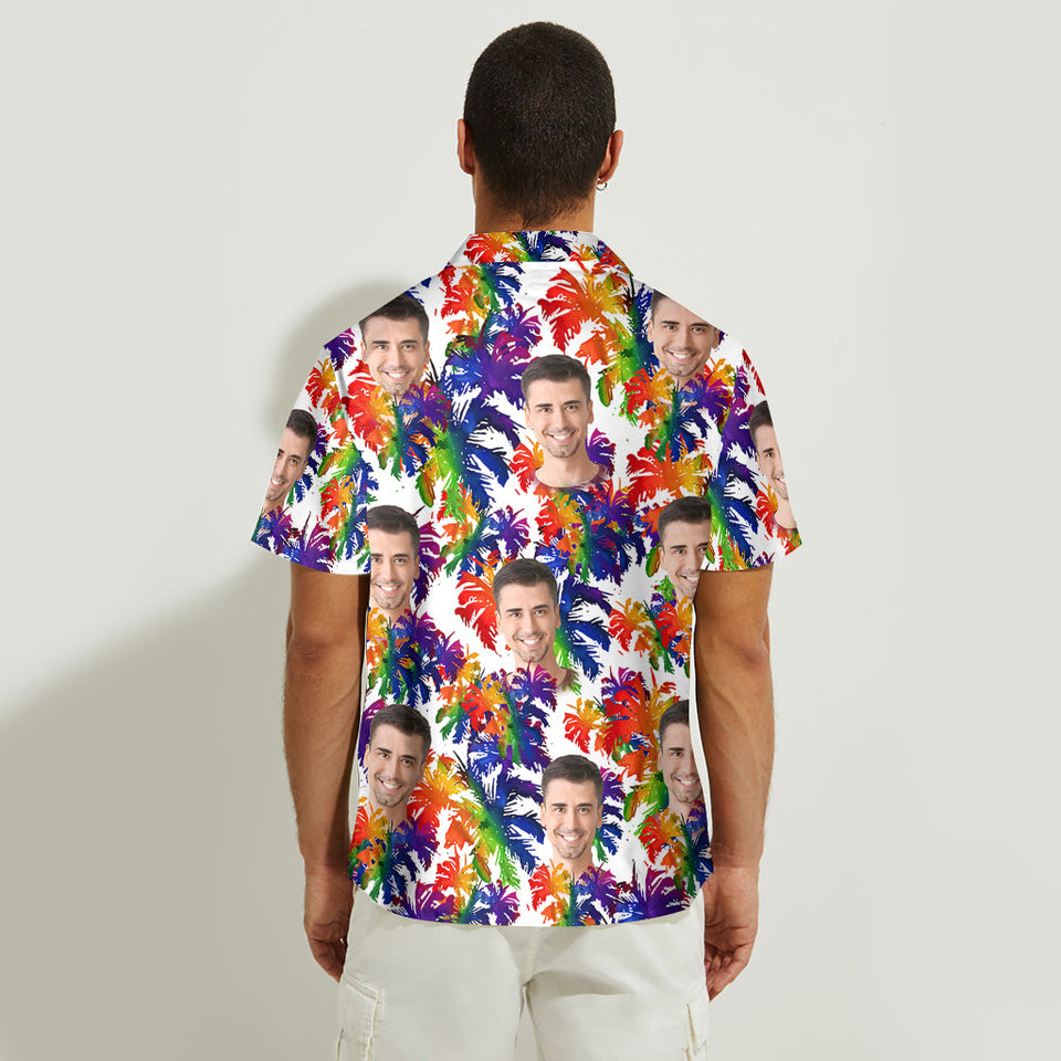 Colorful Palm Leaves Pride - Personalized LGBT Support Hawaiian Shirt