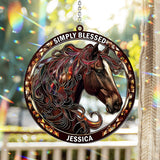 Simply Blessed - Personalized Horse Window Hanging Suncatcher Ornament