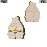 Love Wins Hugging Bears Custom Prid Flag - Personalized LGBT Support Shaped Wooden Puzzle