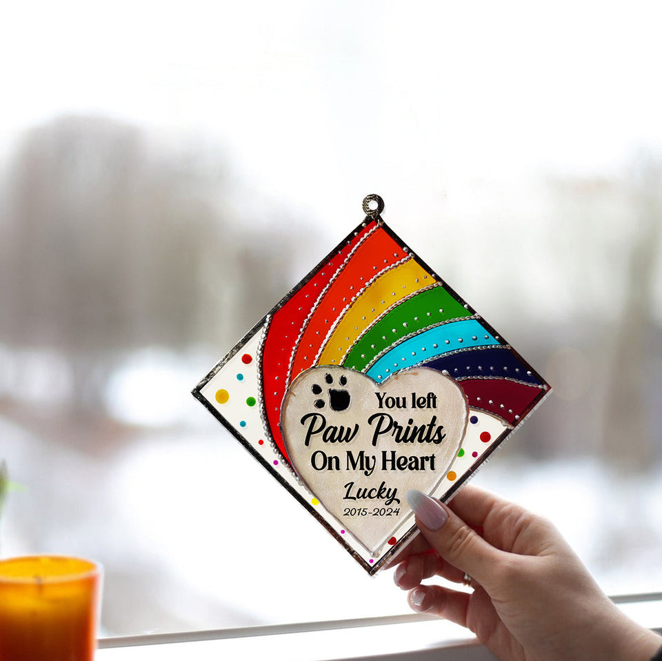 Rainbow Bridge Cat Dog Memorial - Personalized Dog Window Hanging Suncatcher Ornament