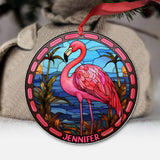 Love Flamingos - Personalized Flamingo Transparent Ornament