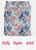Pink And Blue Butterflies - Personalized Butterfly Quilt Set