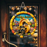 Construction Vehicles Letter - Personalized Kid Custom Shaped Wood Sign