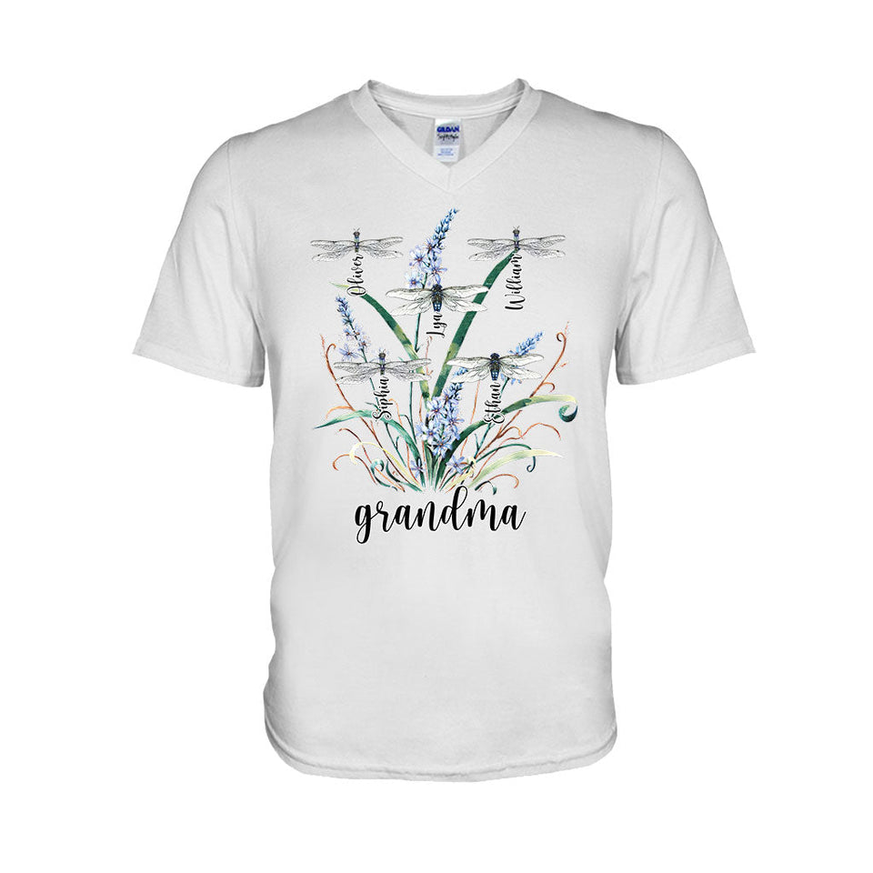 Grandma Mother Dragonfly - Personalized Grandma T-shirt And Hoodie