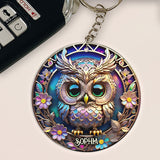 Colorful Owl - Personalized Owl Keychain