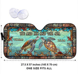 You And Me And The Sea - Personalized Turtle Car Sunshade