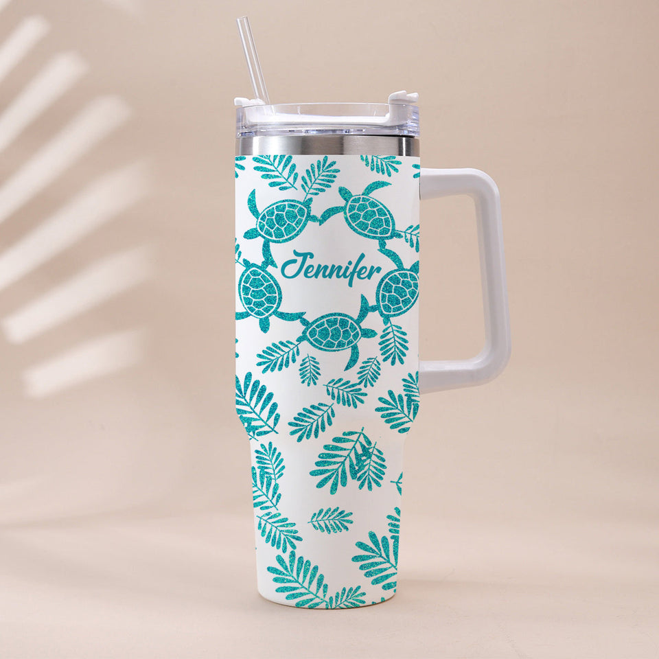 Turtle Lover - Personalized Turtle Tumbler With Handle