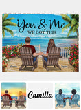 Couple Beach Landscape Retro Vintage - Personalized Couple One-sided Horizontal Rectangle Building Brick Blocks