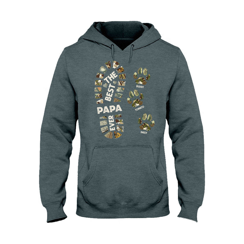 Dad Foot Print Paw Prints - Personalized Father T-shirt And Hoodie