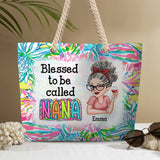 Grandma Nana Gigi Scribble Doodle Grandkid - Personalized Grandma Beach Bag