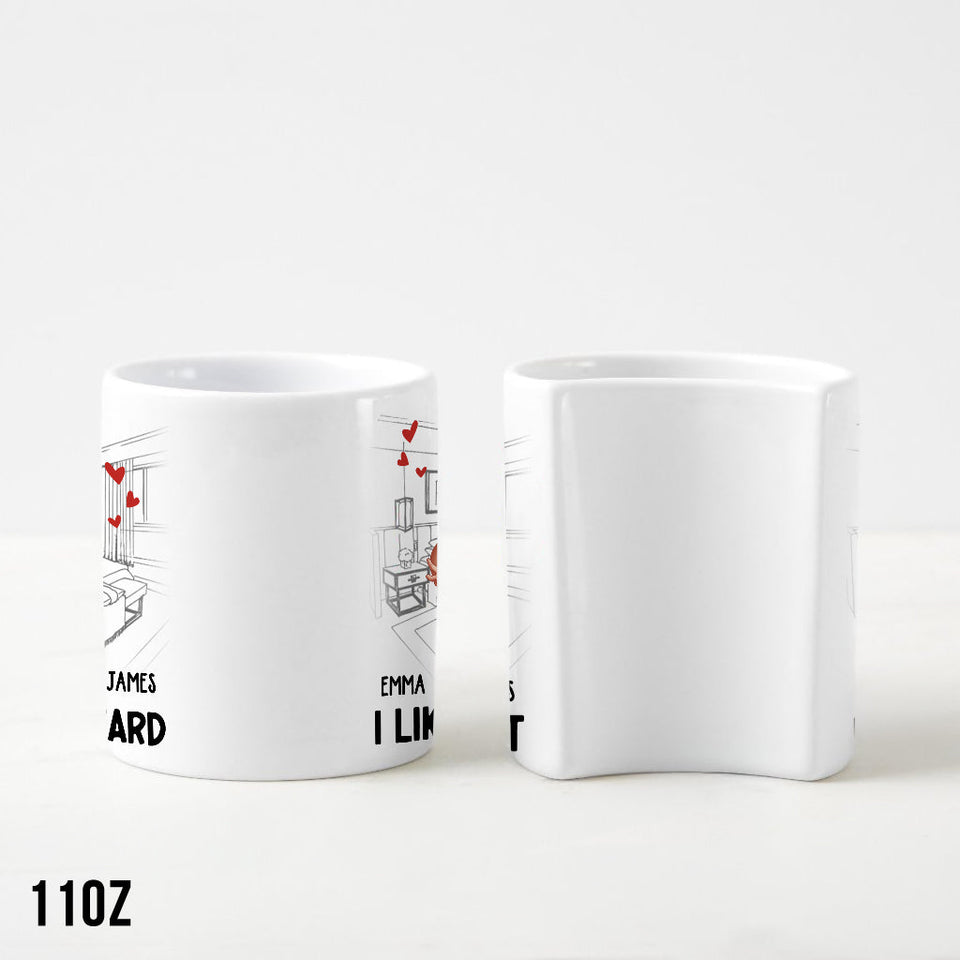 I Like His Beard I Love Her Butt - Personalized Couple Matching Heart Handle Mug