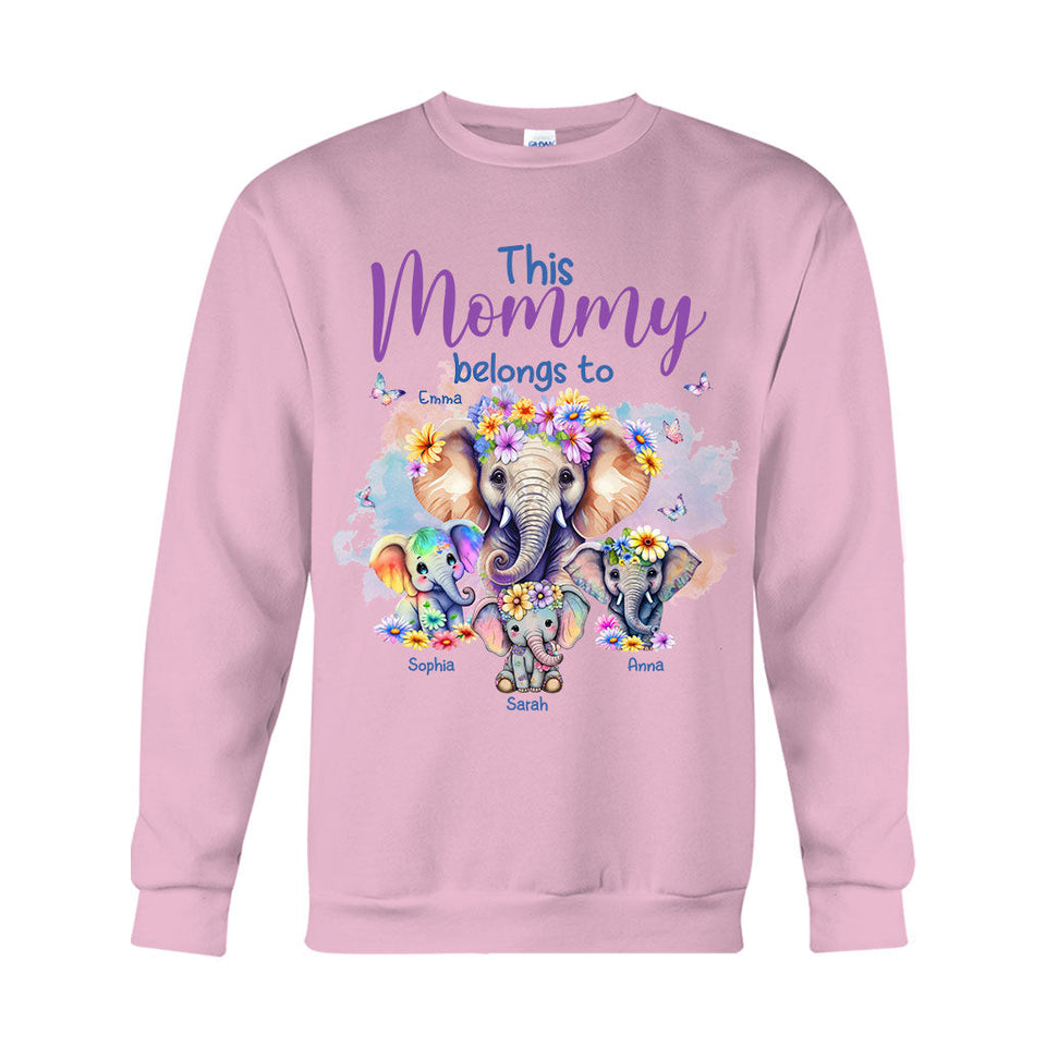 Elephants This Mommy Belongs To - Personalized Mother T-shirt And Hoodie