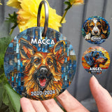 Dog on Ceramic Tiles - Personalized Dog Round Hanging Garden Slate