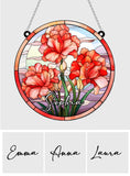 Stained Glass Birth Month Flowers - Personalized Birthday Window Hanging Suncatcher Ornament