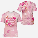 Dog Cat Mama Fur Mom 3D Pink Heart - Personalized Dog All Over Shirt