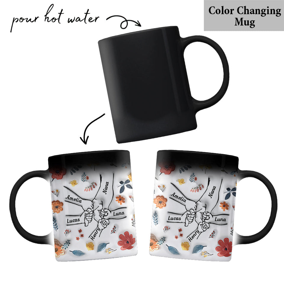 Floral Inflated Hands Holding - Personalized Grandma Mug