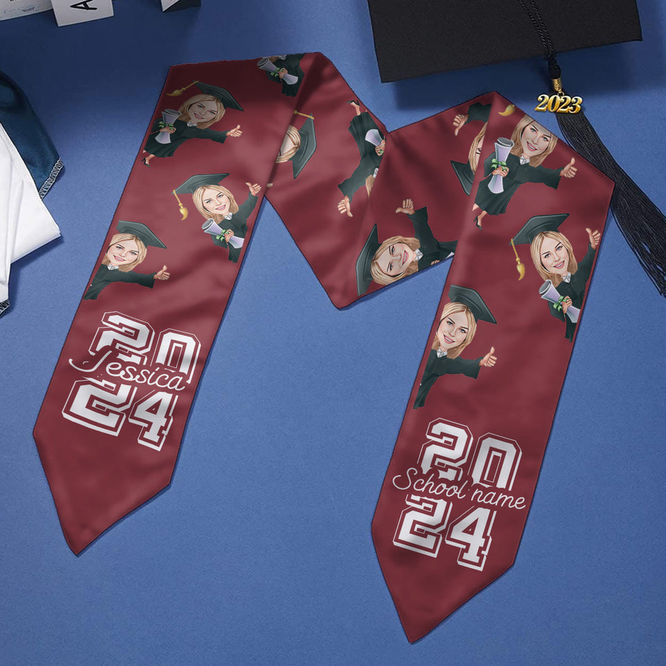 Caricature Funny Character - Personalized Graduation Graduation Stole