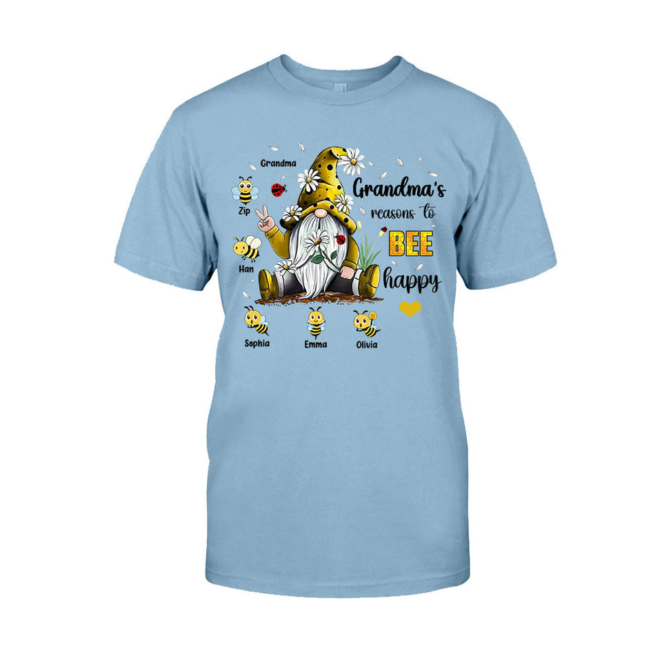 Grandma's Reasons To Bee Happy - Personalized Grandma T-shirt And Hoodie