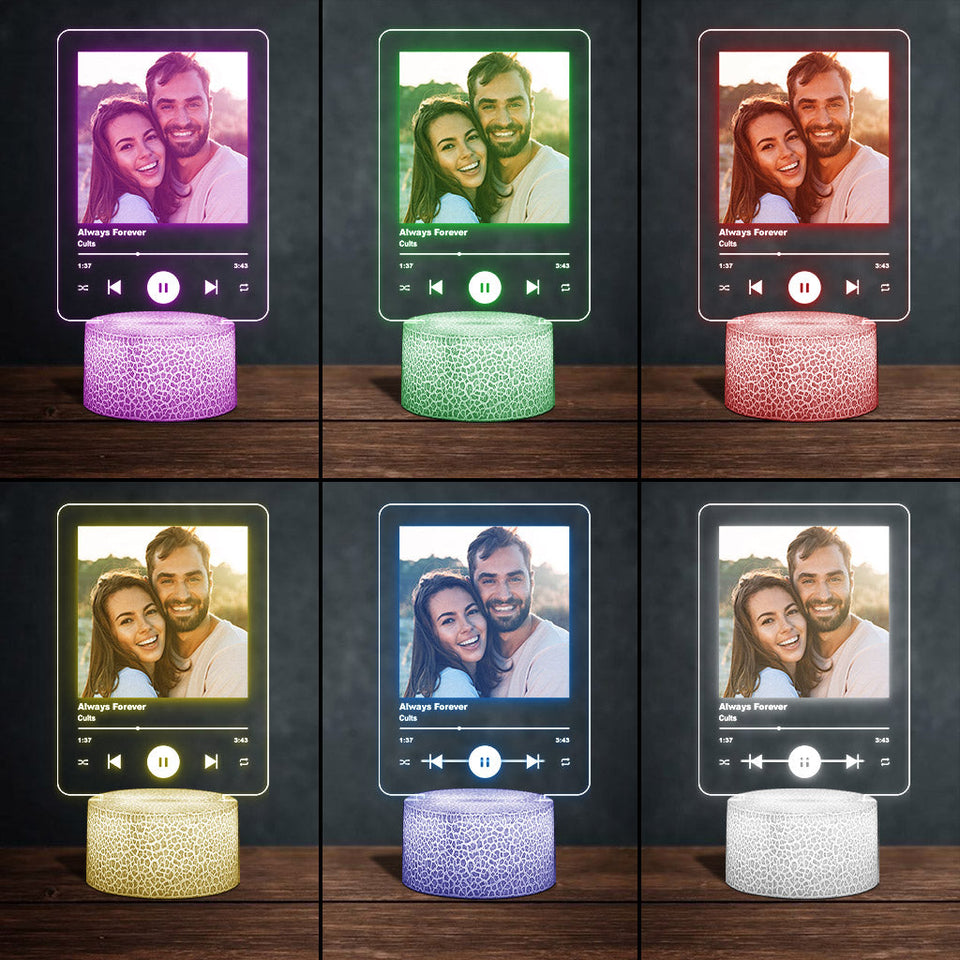 Any Photo And Favorite Song - Personalized Couple Shaped Plaque Light Base