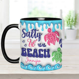 Salty Lil' Beach Turtle Lovers Inflated - Personalized Turtle Accent Mug