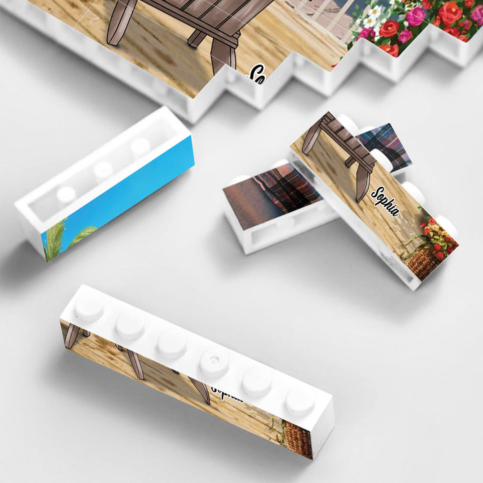 Couple Beach Landscape Retro Vintage - Personalized Couple One-sided Horizontal Rectangle Building Brick Blocks