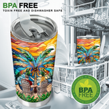 Under The Palm Tree Happy Couple - Personalized Couple Tumbler