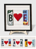 Any Letter Liscense PLate - Personalized Couple 2 Layered Wood Sign / Wood Plaque