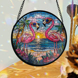 Beautiful Flamigoes - Personalized Flamingo Stained Glass Suncatcher