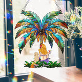 You & Me Under The Palm Tree - Personalized Dog Window Hanging Suncatcher Ornament